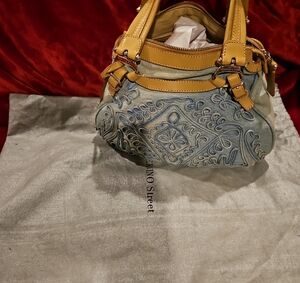 Ermanno Scervino Blue and Tan Shoulder Bag